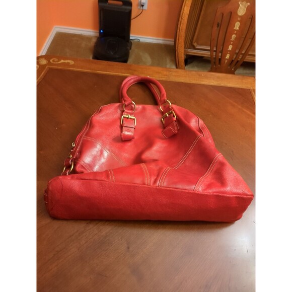 GUIA’S Large Made in Italy Leather Red Bag - Picture 10 of 16